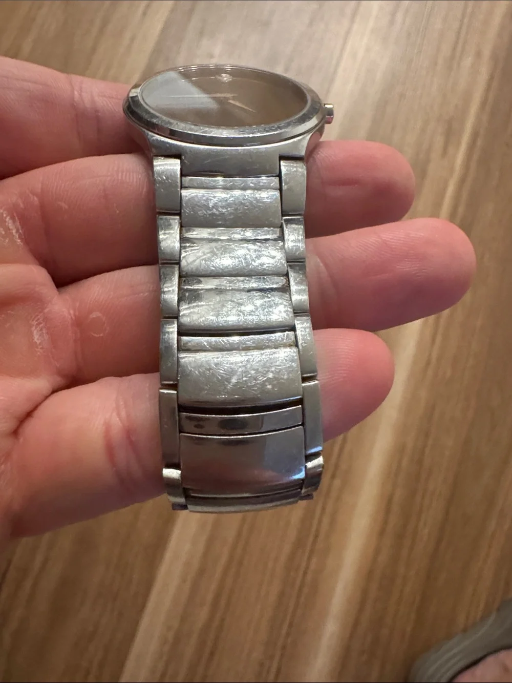 Movado Silver Bracelet Watch with Black Dial